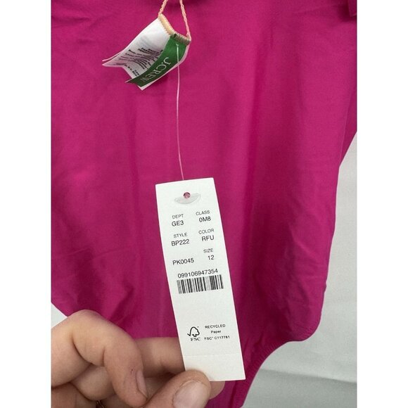 J. Crew Ruched Ruffle One Piece Swimsuit women 12 Radiant Fuchsia Resortwear NEW - Picture 6 of 8